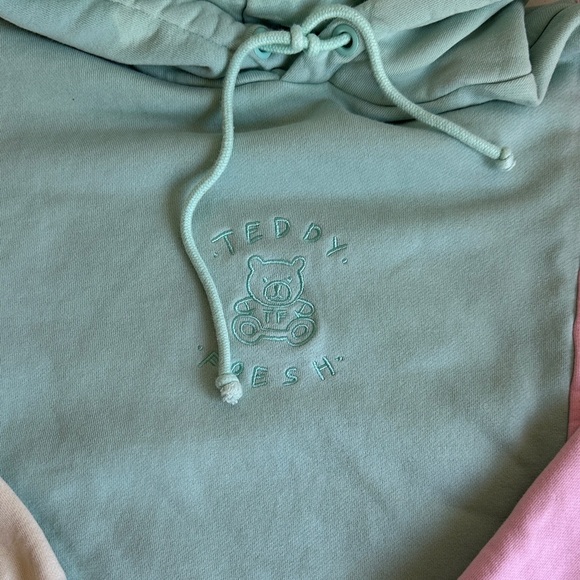Teddy Fresh Mint, Cream, and Pink Colorblock Hoodie - Picture 4 of 7